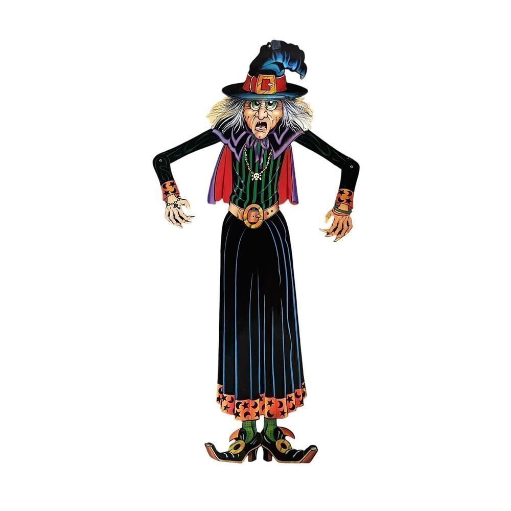 Vintage 1988 BEISTLE 40” Halloween WITCH Die Cut Jointed Hinged Decoration